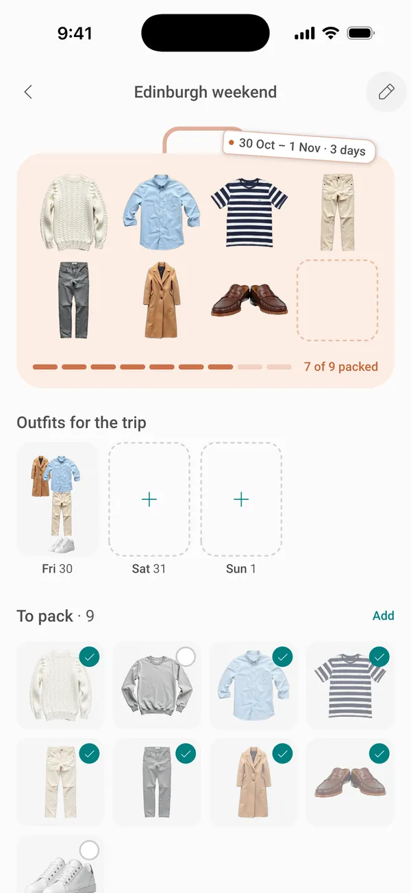 A trip with its packed suitcase
